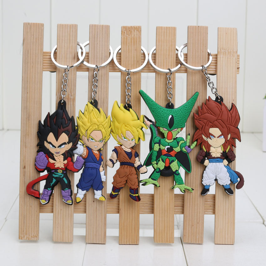 5pcs/set Anime Dragon Ball Z Super Saiyan Son Gokou Vegeta Keychains PVC Pendants Figure Toys