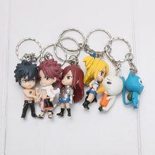 Load image into Gallery viewer, 6pcs/set Anime Fairy Tail PVC Figure Model Keychain Natsu Happy Lucy Gray Elza Fairy Tail Toy Action Figures Keychain