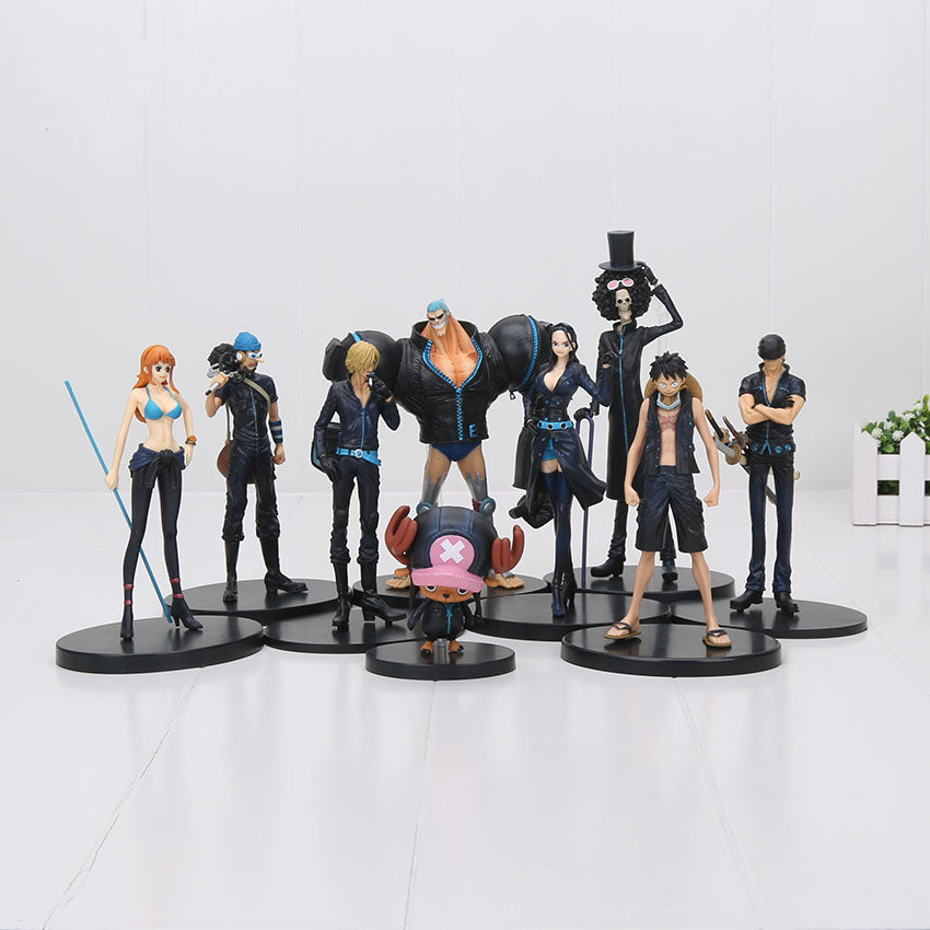 9pcs/set Anime One Piece Film Gold Monkey D Luffy Tony Tony Chopper Brook Sanji Nami Zoro PVC Figures Toys 9-22cm