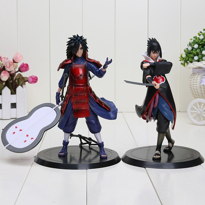 2pcs/set 17cm Anime Naruto Uchiha Madara Uchiha Sasuke PVC Action Figures Model Toys in opp bag