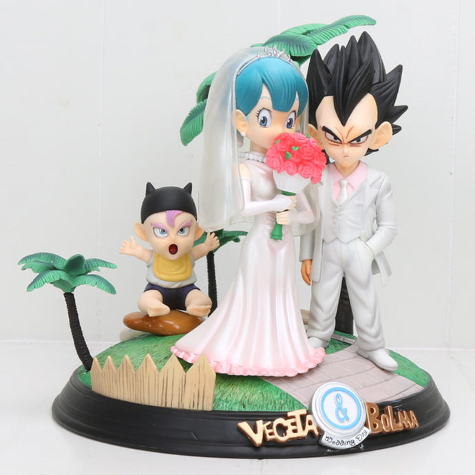 20cm Anime Dragon Ball Z Vegeta & Bulma Baby Trunks Wedding Day Vegeta Family Figure Model Toys