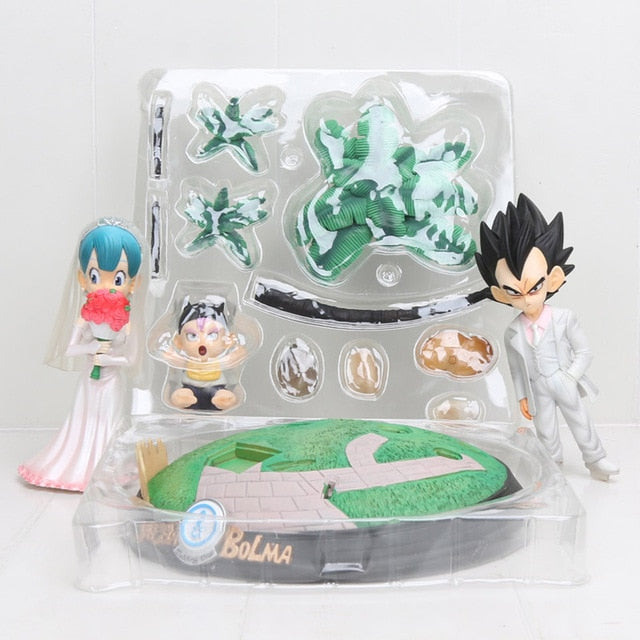 20cm Anime Dragon Ball Z Vegeta & Bulma Baby Trunks Wedding Day Vegeta Family Figure Model Toys