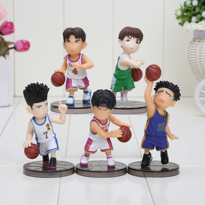5PCS/Set Japanese Anime Slam Dunk Hanamichi Sakuragi PVC Figure Doll Model Boys Gifts
