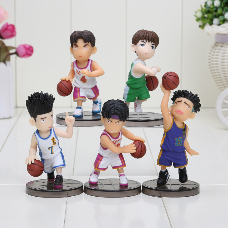 5PCS/Set Japanese Anime Slam Dunk Hanamichi Sakuragi PVC Figure Doll Model Boys Gifts